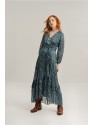 VESTIDO LARGO CRUZADO CON ESTAMPADO Y LAZADA