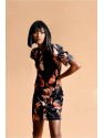 VESTIDO DE MANGA CORTA ABULLONADA CON ESTAMPADO
