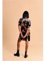 VESTIDO DE MANGA CORTA ABULLONADA CON ESTAMPADO