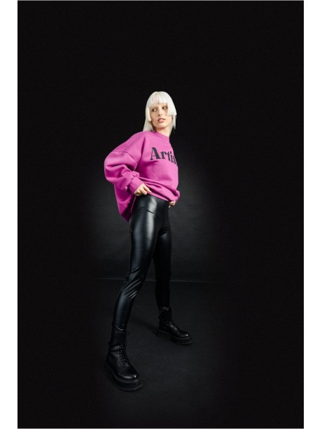 LEGGINS EFECTO CUERO EN COLOR NEGRO