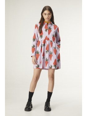 VESTIDO CORTO CON CUELLO CAMISERO Y ESTAMPADO DE ZANAHORIAS