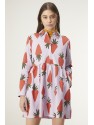 VESTIDO CORTO CON CUELLO CAMISERO Y ESTAMPADO DE ZANAHORIAS