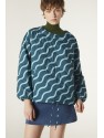 SUDADERA OVERSIZE ACOLCHADA CON ESTAMPADO DE ONDAS