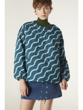 SUDADERA OVERSIZE ACOLCHADA CON ESTAMPADO DE ONDAS