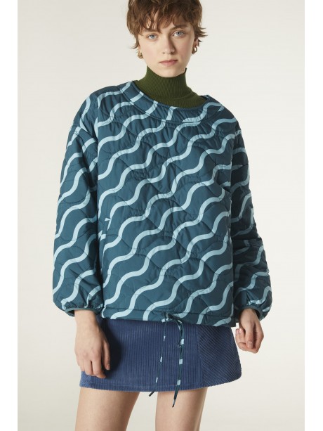 SUDADERA OVERSIZE ACOLCHADA CON ESTAMPADO DE ONDAS