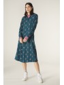 VESTIDO MIDI EVASÉ DE MANGA LARGA Y ESTAMPADO FLORAL DE MARGARITAS
