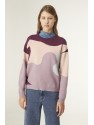 JERSEY DE PUNTO JACQUARD CON MANGA LARGA Y ESTAMPADO TRICOLOR MORADO