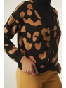 CHAQUETA DE PUNTO JACQUARD CON MANGA LARGA Y ANIMAL PRINT DE LEOPARDO