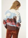 JERSEY DE PUNTO JACQUARD CON CUELLO CISNE Y ESTAMPADO DE MONTAÑA