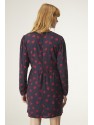 VESTIDO CORTO CON FRUNCE VERTICAL Y ESTAMPADO DE CORAZONES