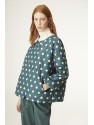 SUDADERA OVERSIZE ACOLCHADA CON ESTAMPADO DE LUNARES VERDE