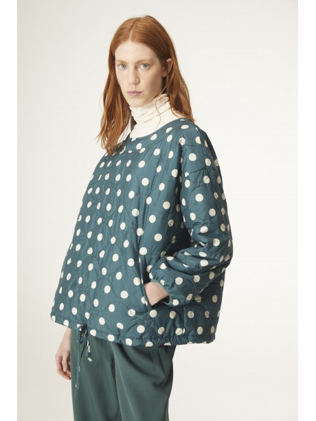 SUDADERA OVERSIZE ACOLCHADA CON ESTAMPADO DE LUNARES VERDE