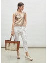 Top metalizado con rib en blanco
