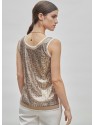 Top metalizado con rib en blanco