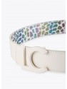 Cinturón reversible con estampado de leopardo multicolor