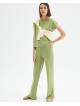 Pantalón fluido recto de jacquard verde