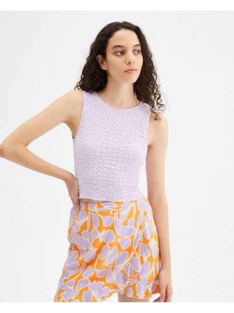 Falda corta envolvente con estampado de frutas