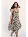 VESTIDO DE TIRANTES FINOS ASIMÉTRICO CON ESTAMPADO